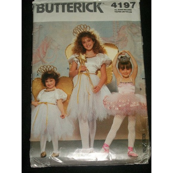 Butterick Halloween Costume Uncut Pattern 4197 Fairy Ballerina Ballet Wings Tutu - Picture 1 of 3